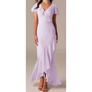 AW BRIDAL SZ 4 s lilac purple chiffon Celia bridesmaid party maxi dress NEW B45